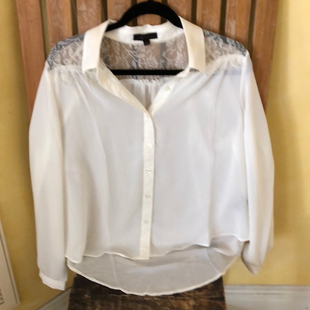 Cream Crepe l/s blouse